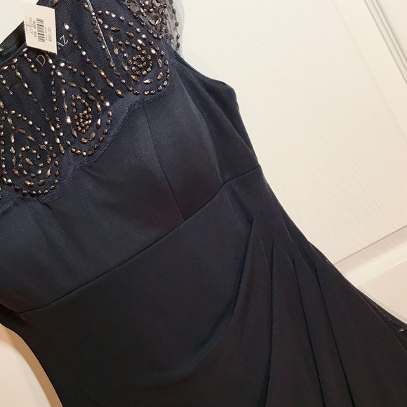 DJ-JAZ Women’s Beaded Midi Dress Navy Blue Size 8 - Picture 4 of 7